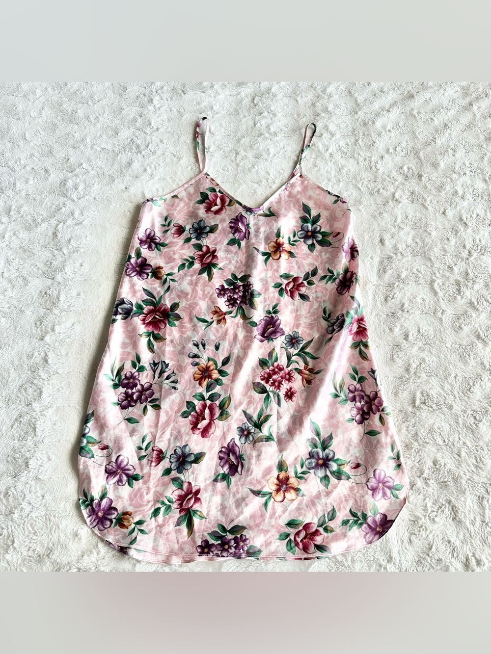 Vintage Intimate Affair Slip Dress Womens Medium Pink Silky Floral Coquette Vtg